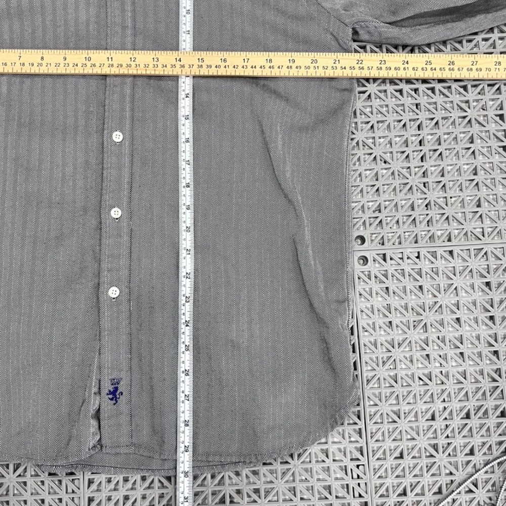 Austin Reed Button Down Shirt Medium Gray‎ Herringbone 80s 2-Ply Bespoke Fit - Picture 11 of 12
